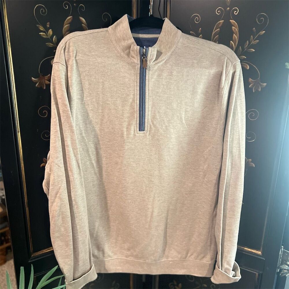 Johnnie-O Men's Gray 1/4 Zip Pullover Sweater Size M Casual Long Sleeve